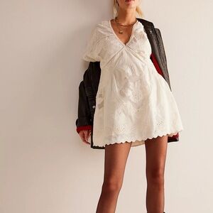 Free People Daylight Mini Dress - White embroidered dress